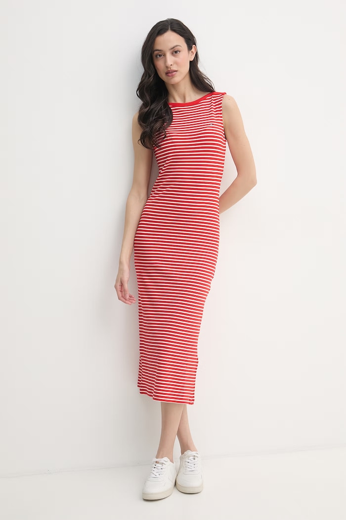Tommy Hilfiger Šaty z viskózy WW0WW49311 červená SS26