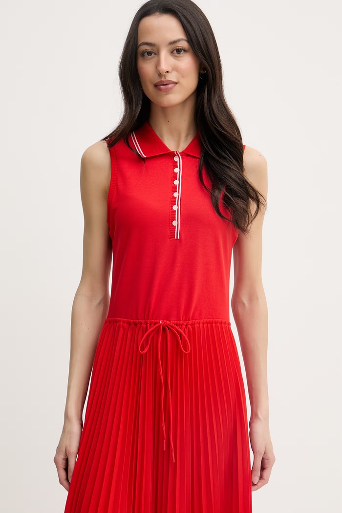 Tommy Hilfiger skladané šaty s bavlnou červená WW0WW49621
