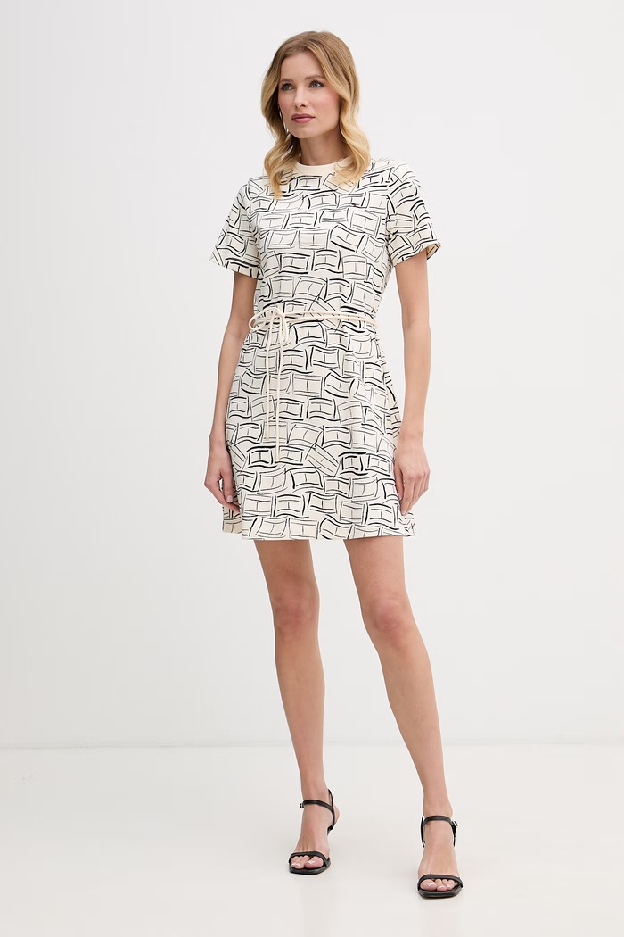 Tommy Hilfiger rochie mini din bumbac WW0WW49772 bej SS26
