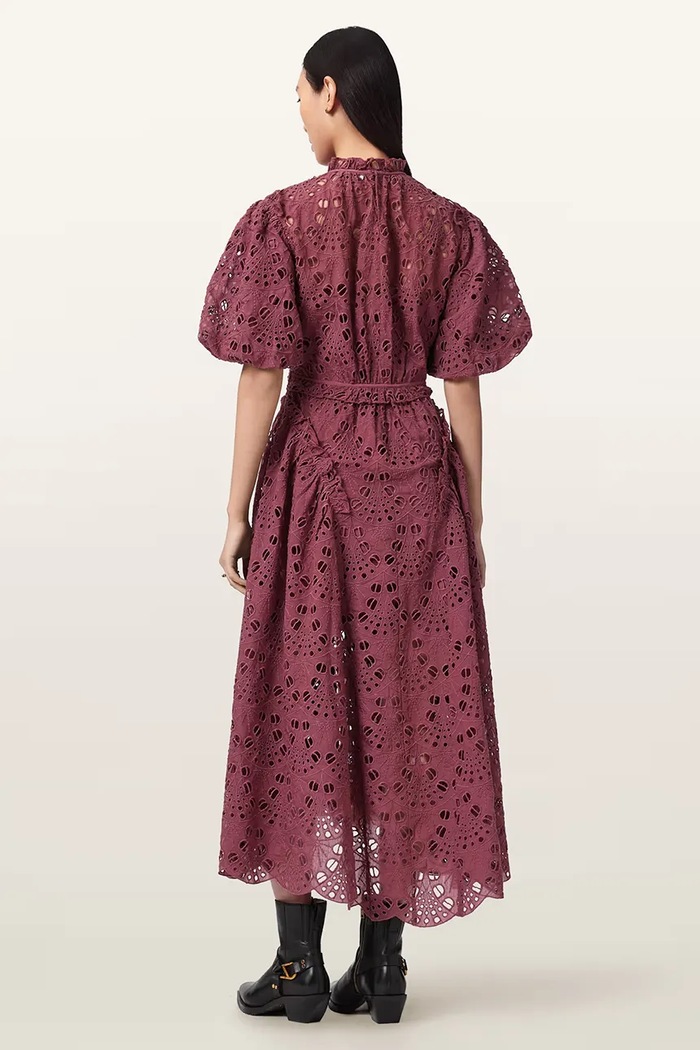 AllSaints šaty s rozšíreným strihom ODETTE W001DE ružová SS26