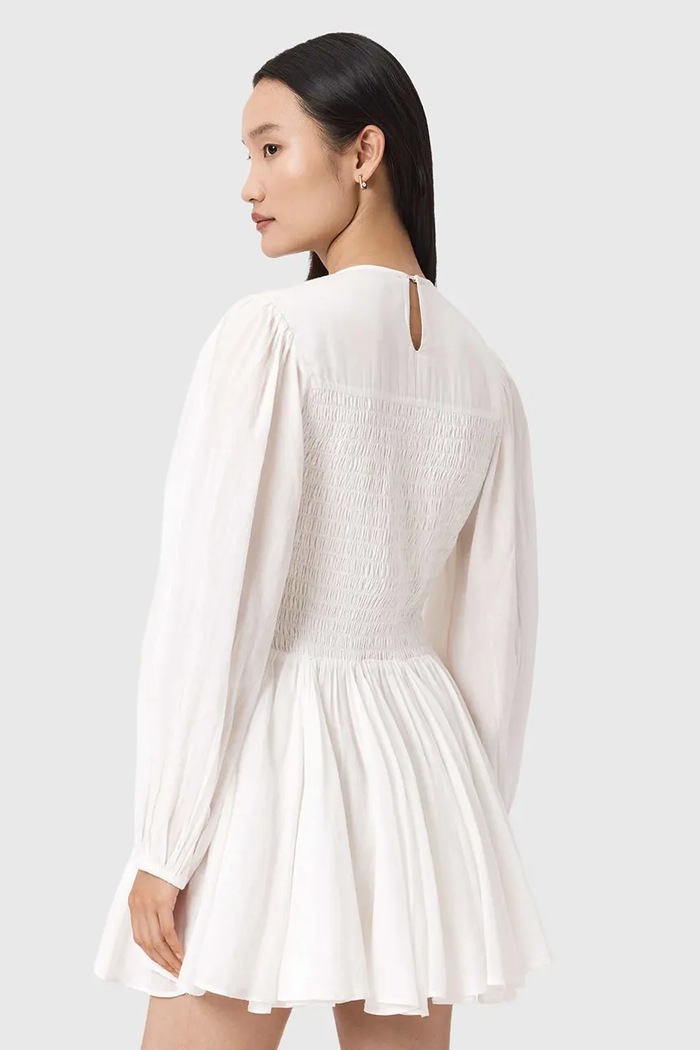 AllSaints šaty s rozšíreným strihom bavlnené CHIA W014DE biela SS26