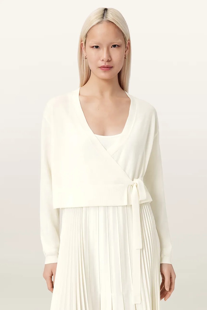 Φόρεμα και ζακέτα AllSaints LUCILLE W215DE λευκό