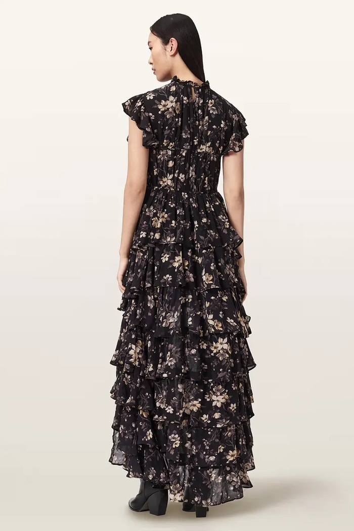 Šaty AllSaints SHAELA W110DE čierna SS26