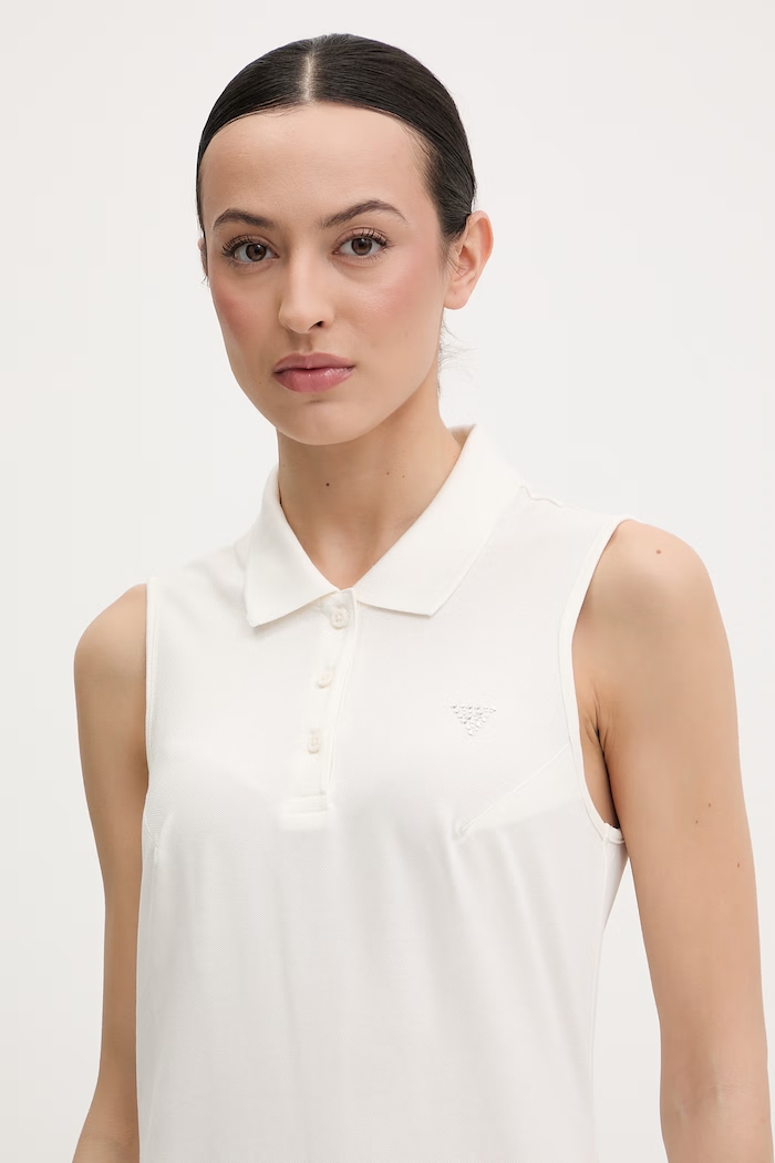 Guess рокля от памук с еластан SILVY бежов V6GK09.K3152