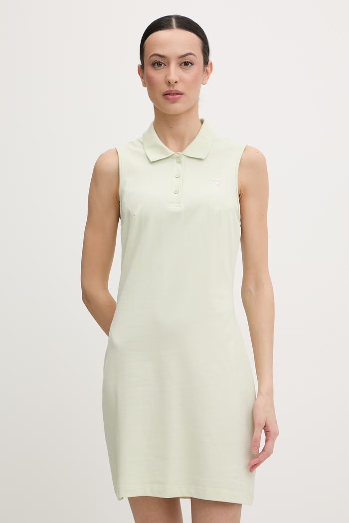 Guess рокля от памук с еластан SILVY зелен V6GK09.K3152