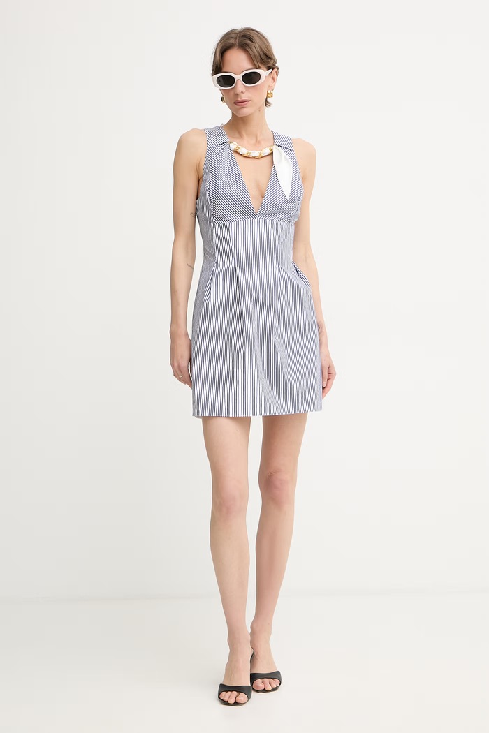 Elisabetta Franchi šaty bavlnené AB95762E2 modrá SS26