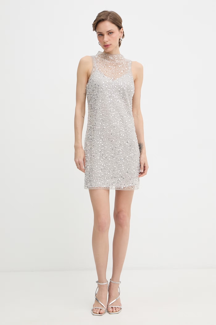 Patrizia Pepe rochie 2A3068.A747 argintiu SS26