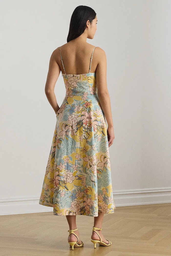 Lauren Ralph Lauren φόρεμα αμπίρ λινό 200P08951 μπεζ SS26