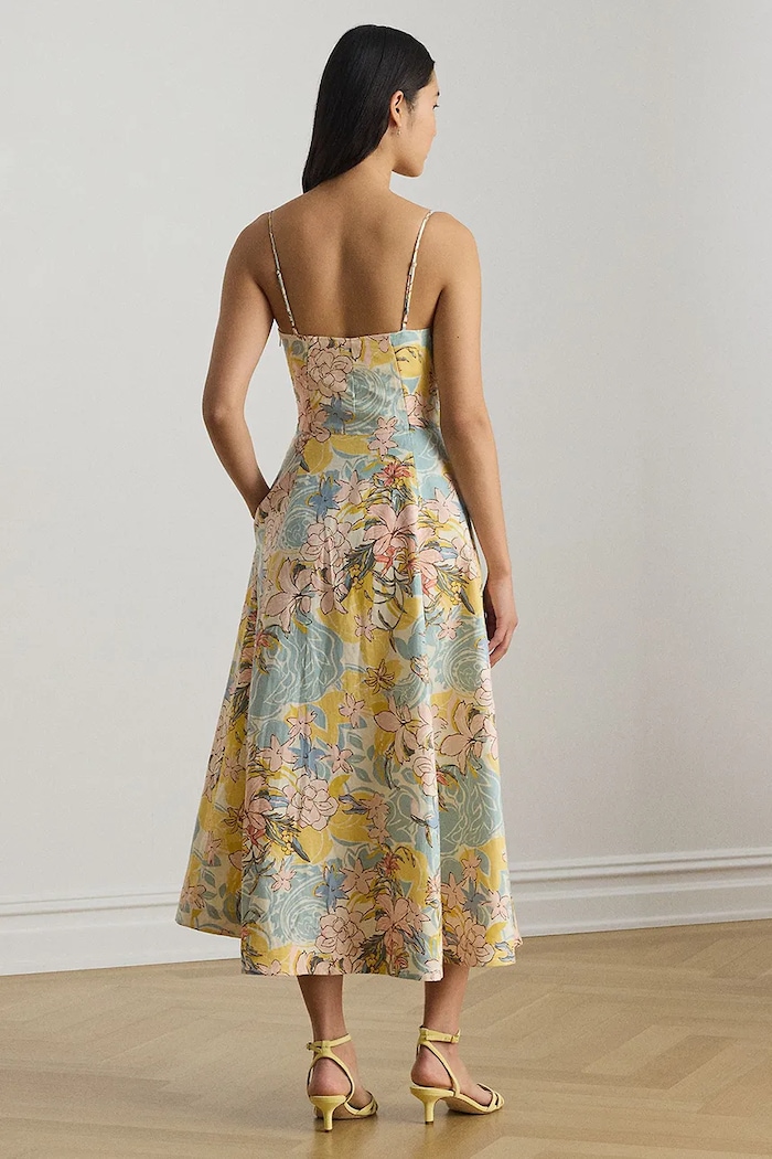 Lauren Ralph Lauren φόρεμα αμπίρ λινό 200P08951 μπεζ SS26