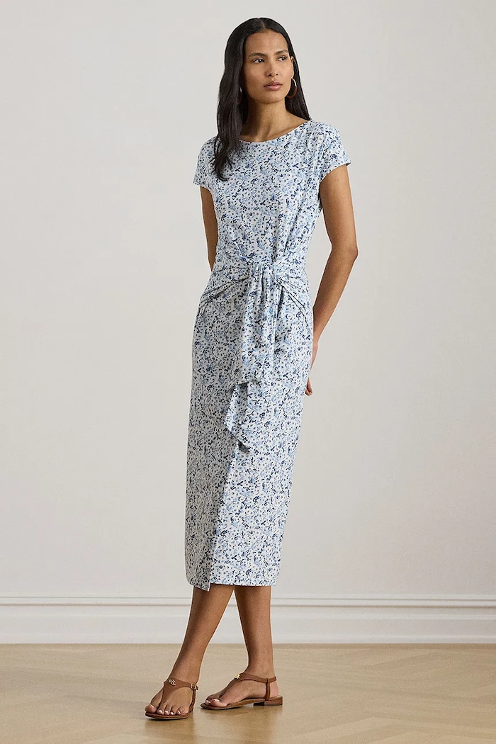 Lauren Ralph Lauren rochie din bumbac albastru 200P09120