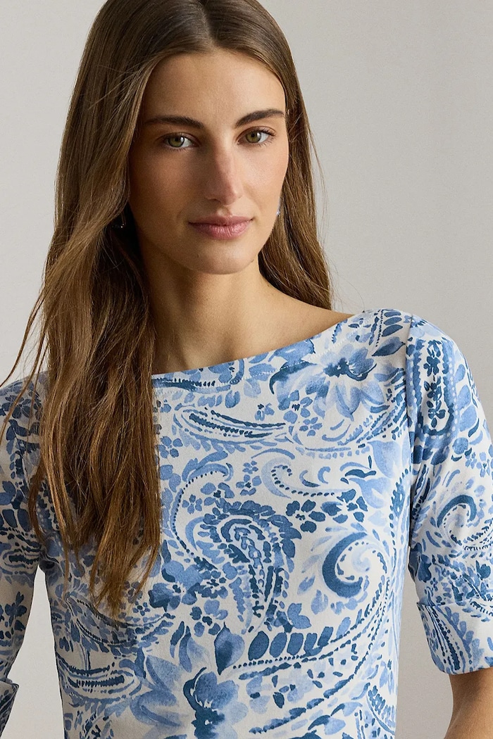 Lauren Ralph Lauren šaty bavlnené modrá 200B22023
