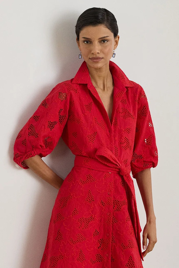 Odzież Lauren Ralph Lauren sukienka koszulowa bawełniana 200P13593 czerwony