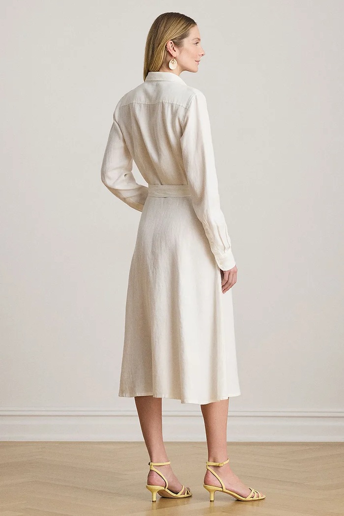 Lauren Ralph Lauren rochie din in 200P13687 alb SS26