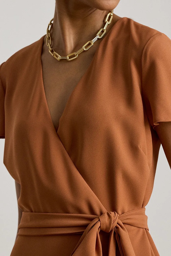 Lauren Ralph Lauren sukienka kopertowa pomarańczowy 200P13812