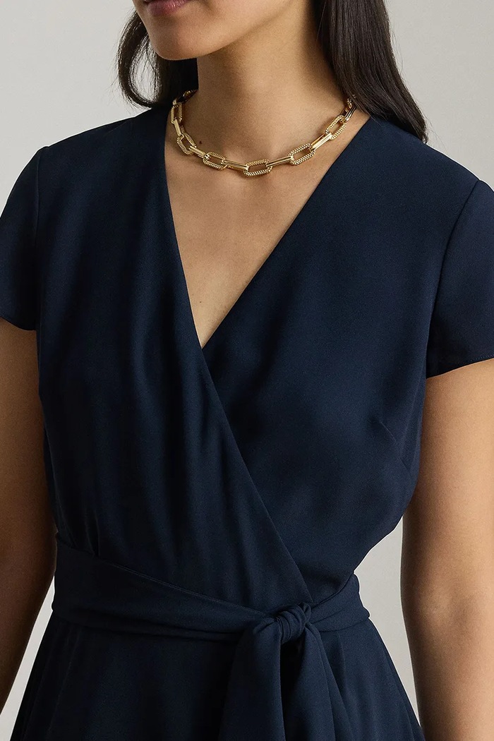 Lauren Ralph Lauren šaty s viazaním tmavomodrá 200P13812