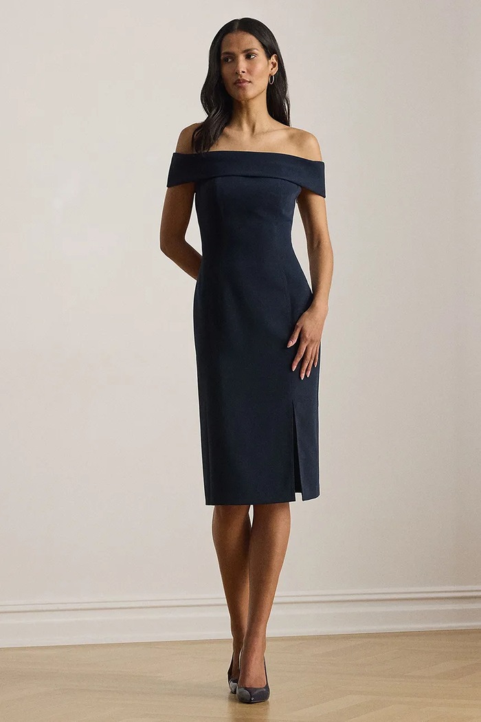 Lauren Ralph Lauren šaty s odhalenými ramenami tmavomodrá 253982166