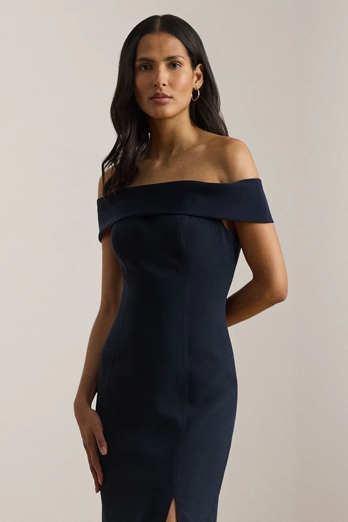 Oblečenie Lauren Ralph Lauren šaty s odhalenými ramenami 253982166 tmavomodrá