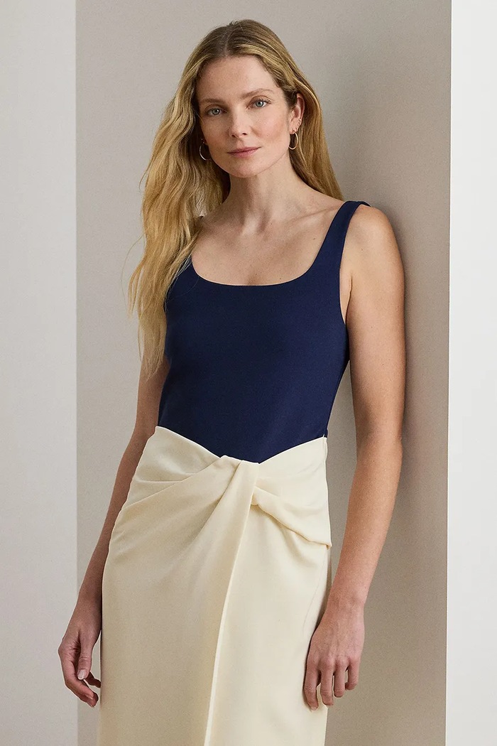 Odzież Lauren Ralph Lauren sukienka z wiskozą 253P08747 beżowy