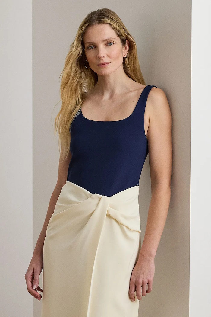 Odzież Lauren Ralph Lauren sukienka z wiskozą 253P08747 beżowy