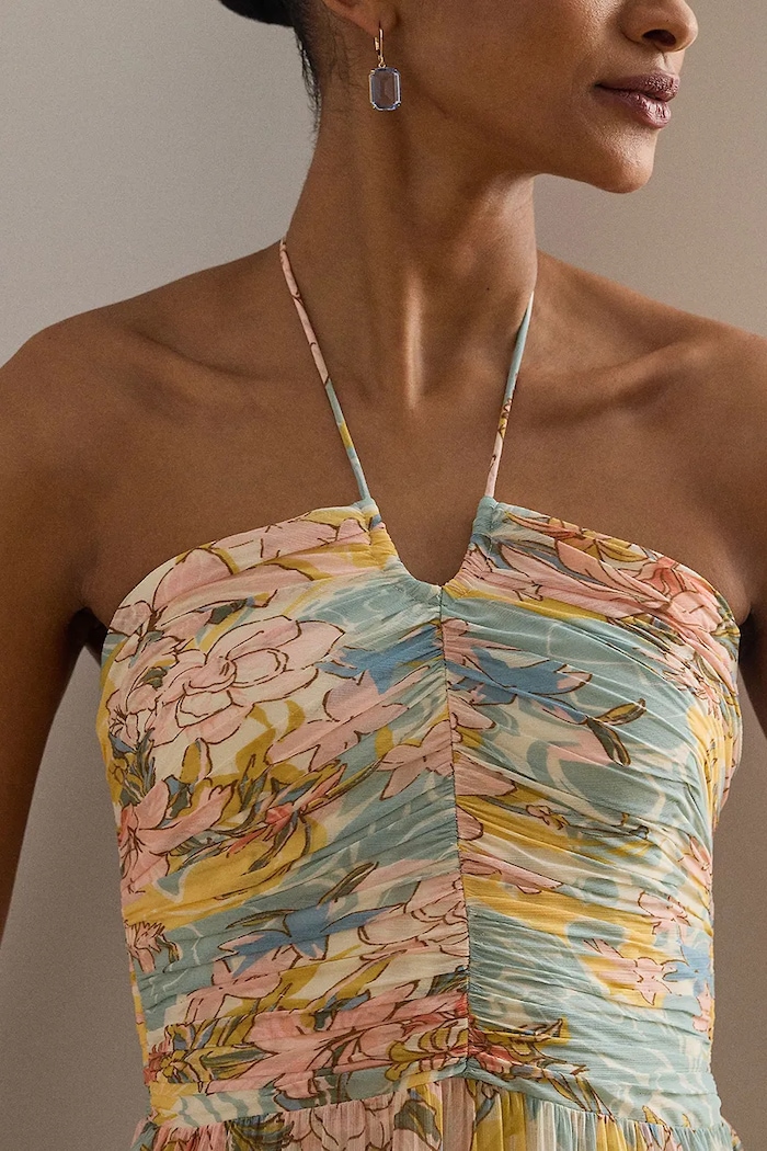 Lauren Ralph Lauren drapirana obleka bež 253P08930