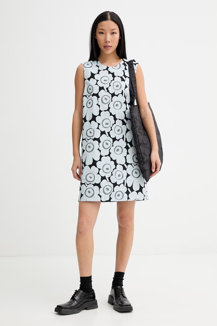 Marimekko лятна рокля с памук 095135 син SS26