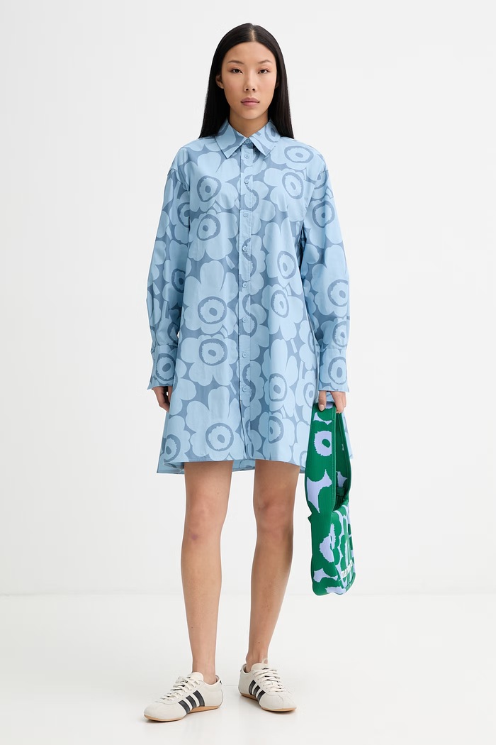 Marimekko sukienka koszulowa bawełniana 095172 niebieski SS26