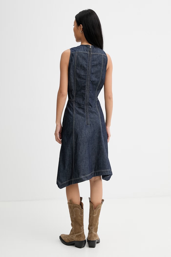 G-Star rochie din denim Short Flare D29077.D539 bleumarin SS26