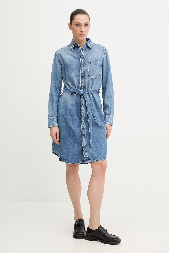 G-Star košilové šaty džínové Shirt Belt D28497.D252 modrá SS26