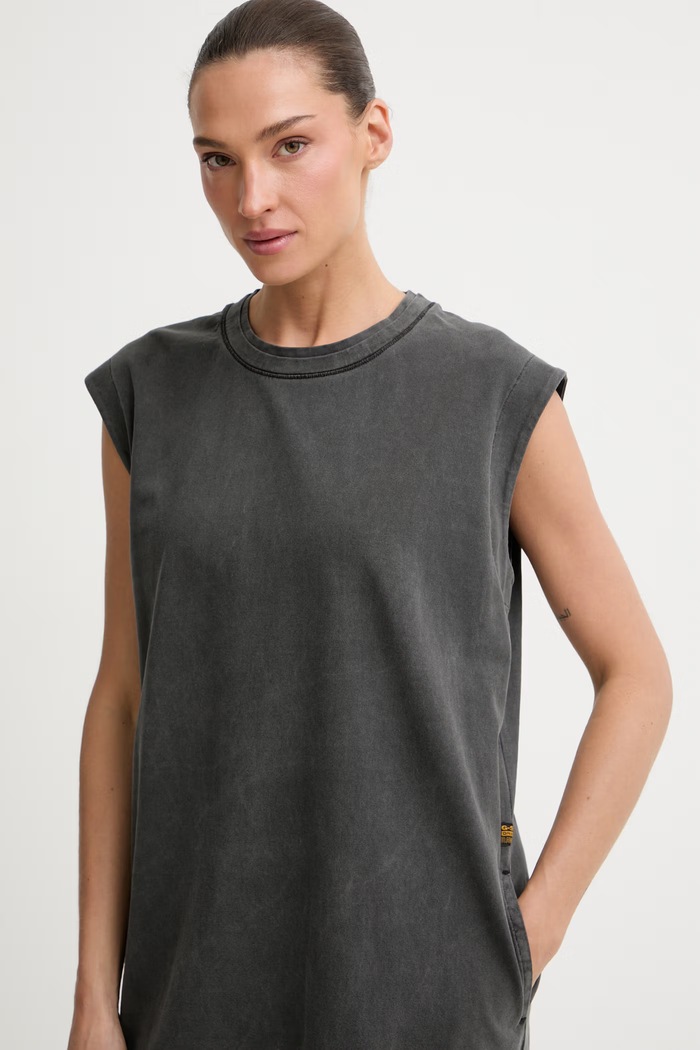 G-Star šaty bavlnené Washed sivá D28704.E401