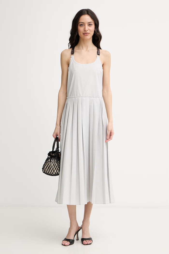 Max&Co. rochie plisată cu bumbac MCORIBES 2616221044200 gri SS26