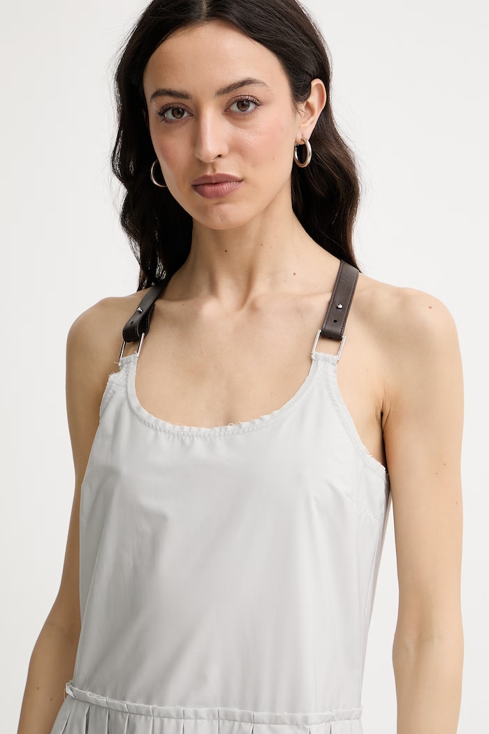 Max&Co. rochie plisată cu bumbac MCORIBES gri 2616221044200