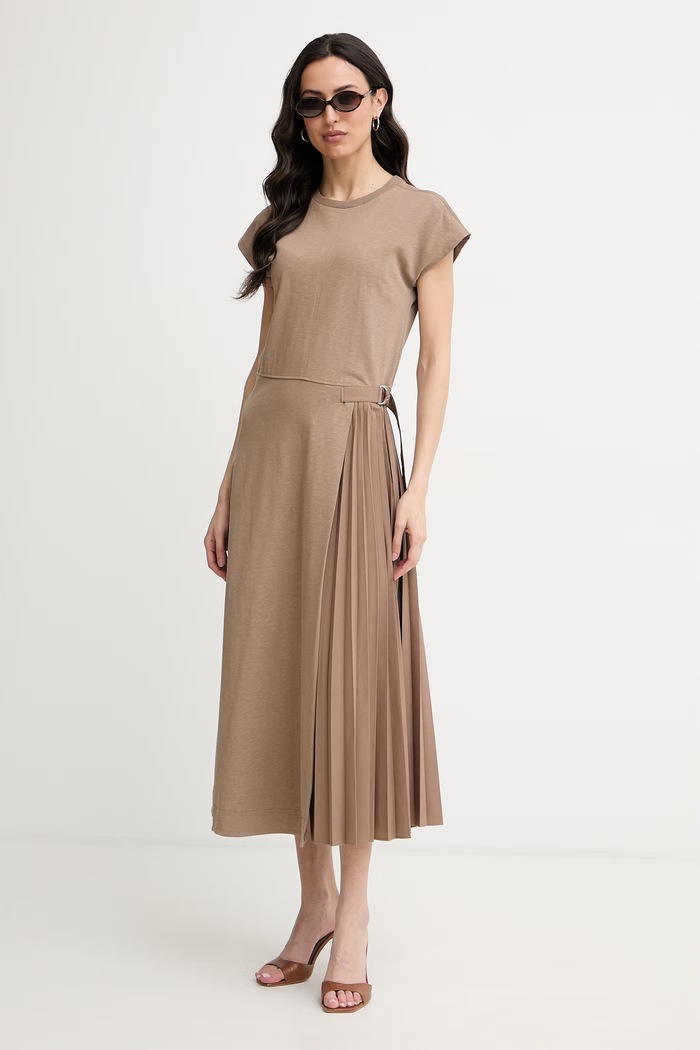 Max&Co. rochie evazată cu bumbac MCOCOLIBRI 2616621044200 maro SS26