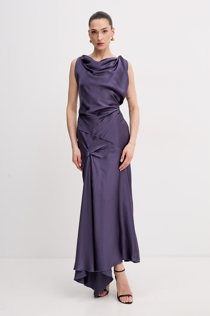 Victoria Beckham Ντραπέ Φόρεμα με βισκόζη μωβ 1226WDR006029A