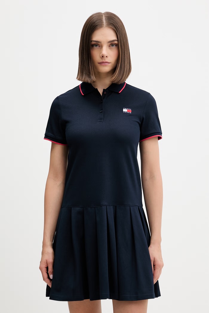 Tommy Jeans sukienka letnia z bawełną granatowy DW0DW22328