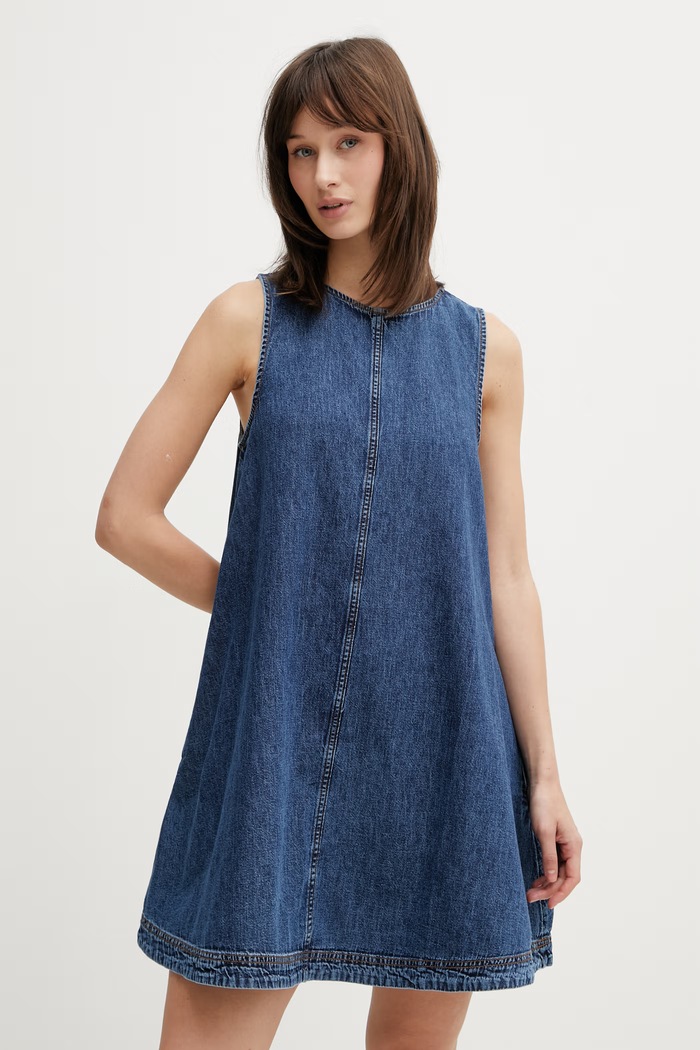 Tommy Jeans letné šaty rifľové modrá DW0DW22341