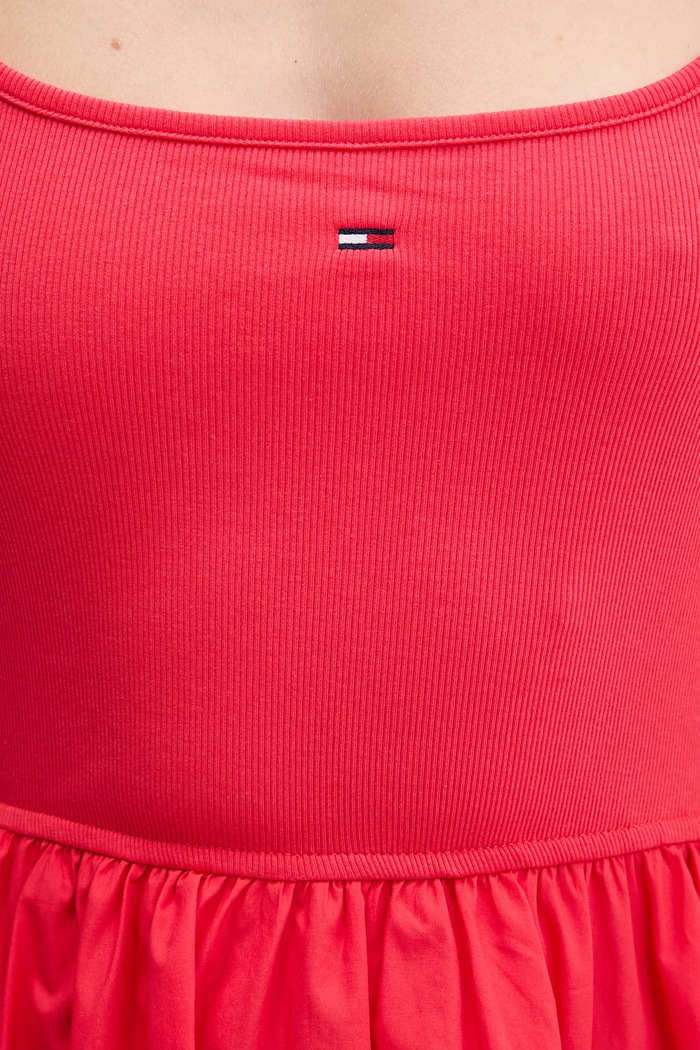 Tommy Jeans sukienka rozkloszowana bawełniana DW0DW22352 czerwony
