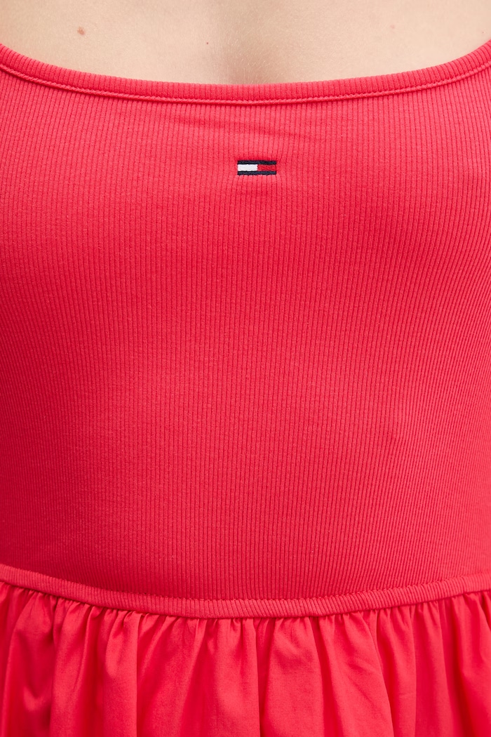 Tommy Jeans sukienka rozkloszowana bawełniana DW0DW22352 czerwony