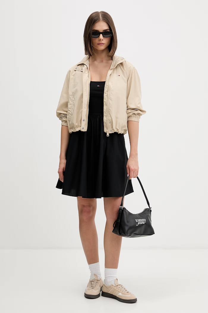 Tommy Jeans sukienka rozkloszowana bawełniana DW0DW22352 czarny SS26