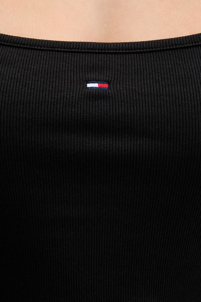 Tommy Jeans sukienka rozkloszowana bawełniana DW0DW22352 czarny