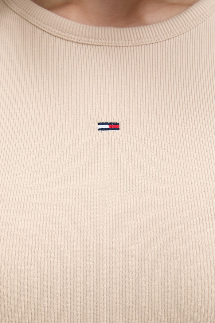 Tommy Jeans priliehavé šaty bavlnené s elastanom DW0DW22613 béžová