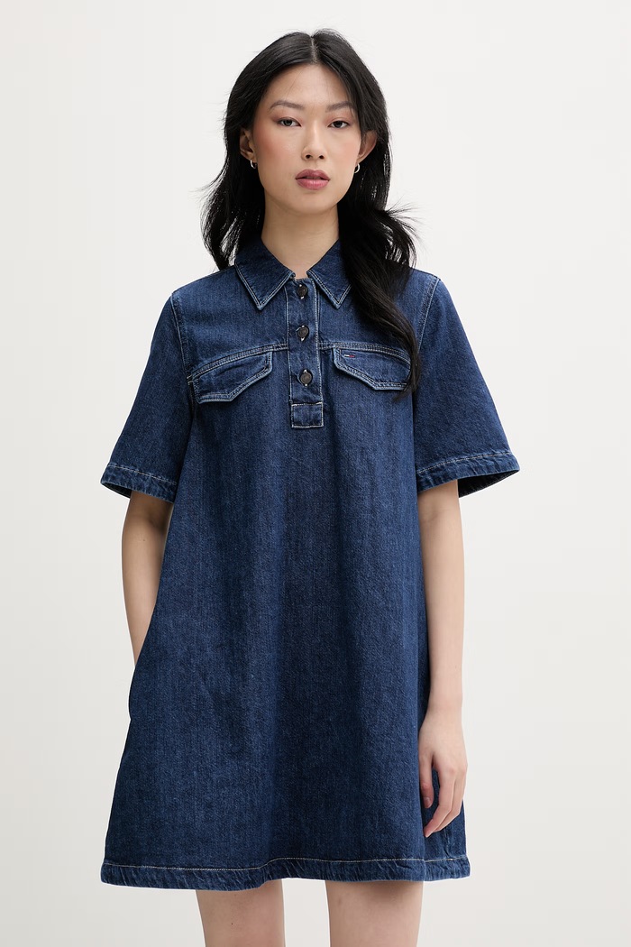 Tommy Jeans šaty džínové modrá DW0DW22989