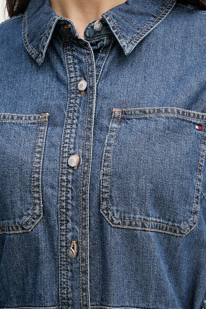 Tommy Hilfiger sukienka rozkloszowana jeansowa WW0WW50622 granatowy