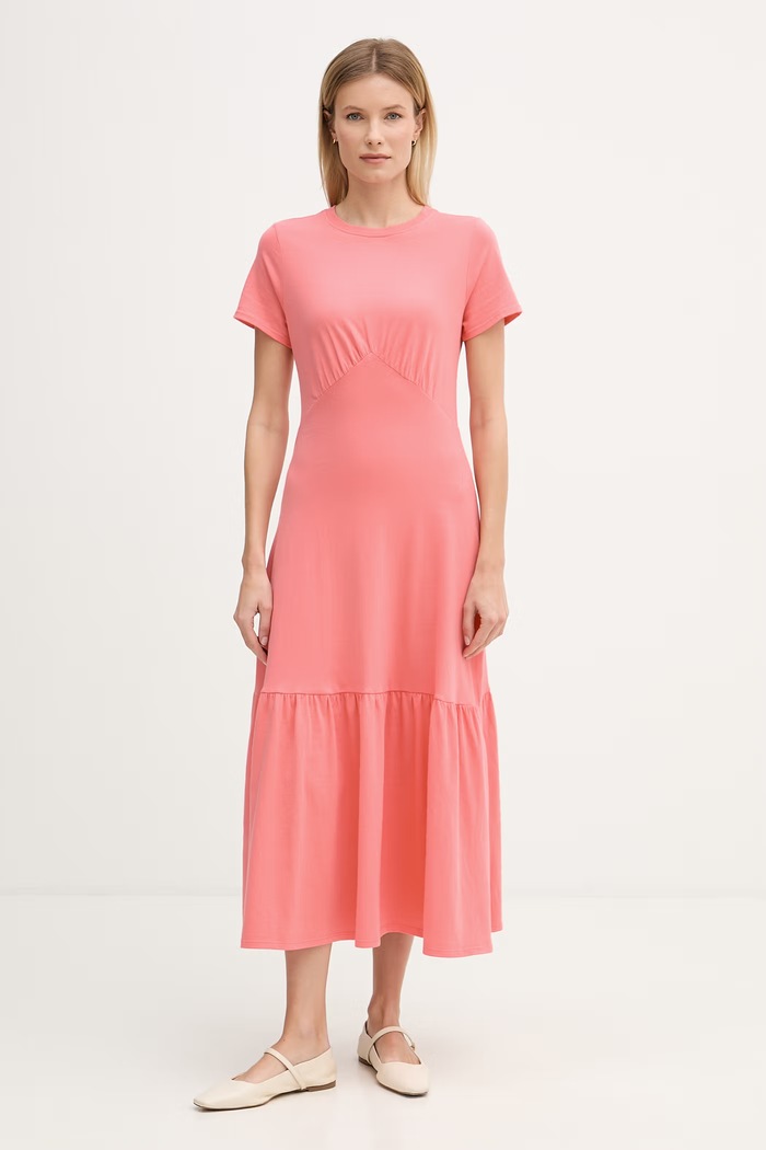 Dkny rochie din bumbac maxi portocaliu DJ6D9175