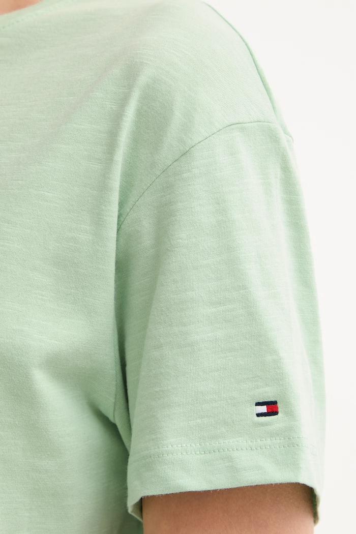 Βαμβακερό φόρεμα Tommy Hilfiger WW0WW48747 πράσινο