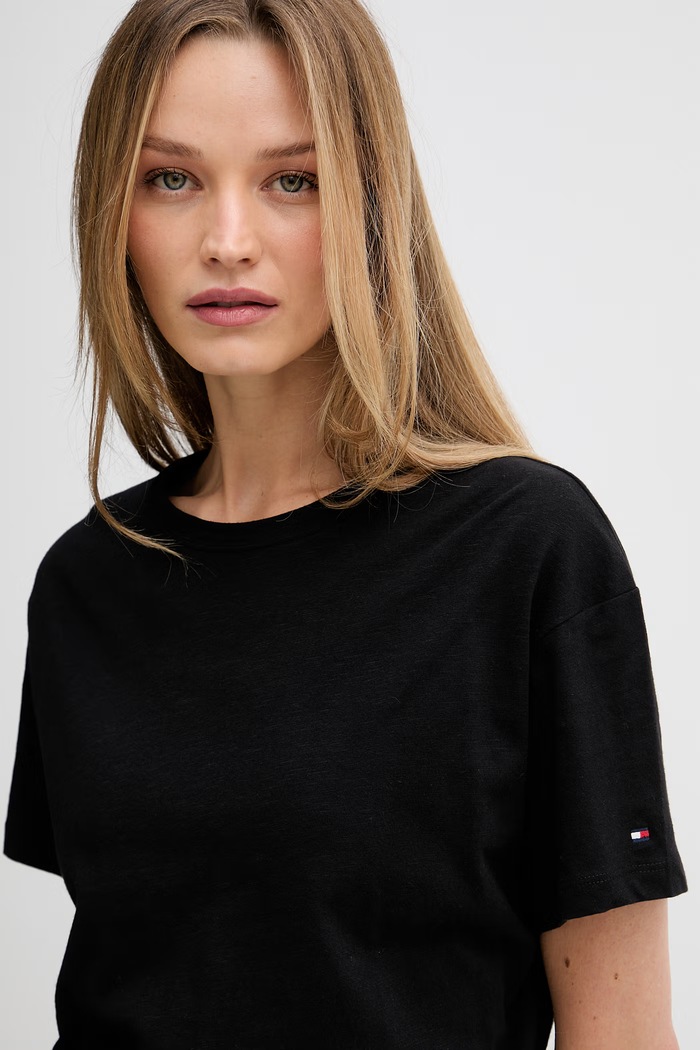 Βαμβακερό φόρεμα Tommy Hilfiger μαύρο WW0WW48747