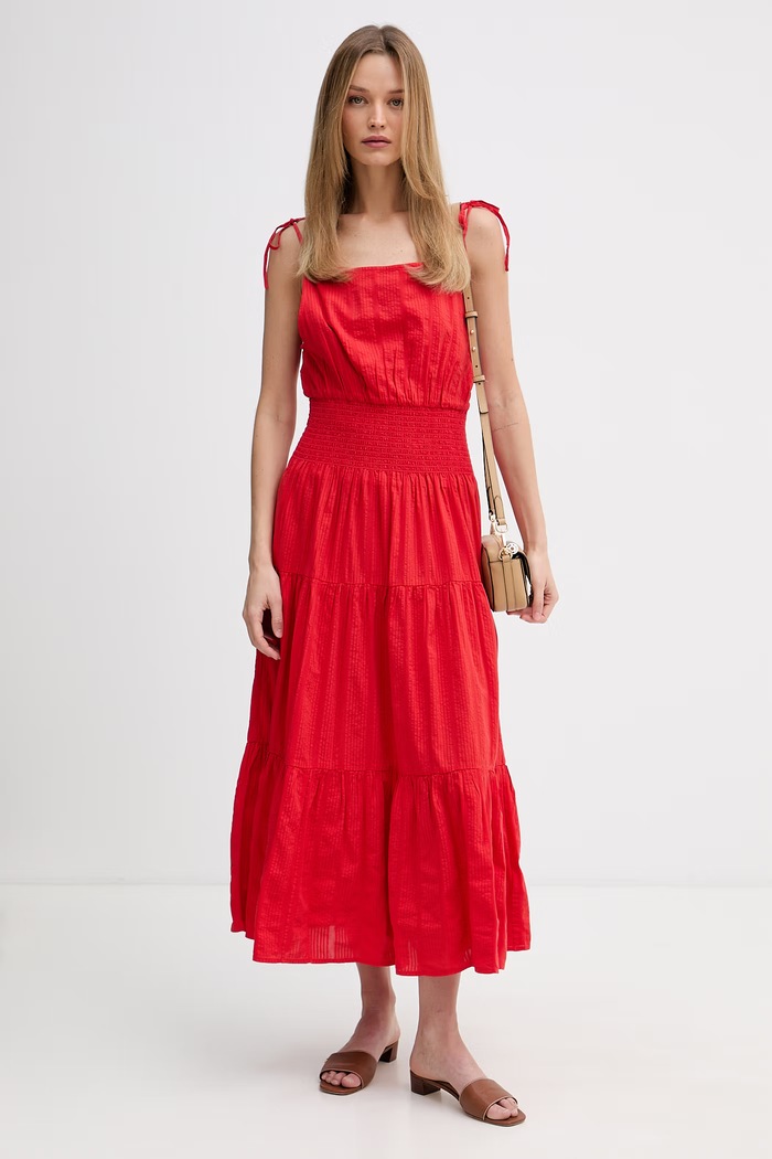 Tommy Hilfiger letné šaty WW0WW51052 červená SS26
