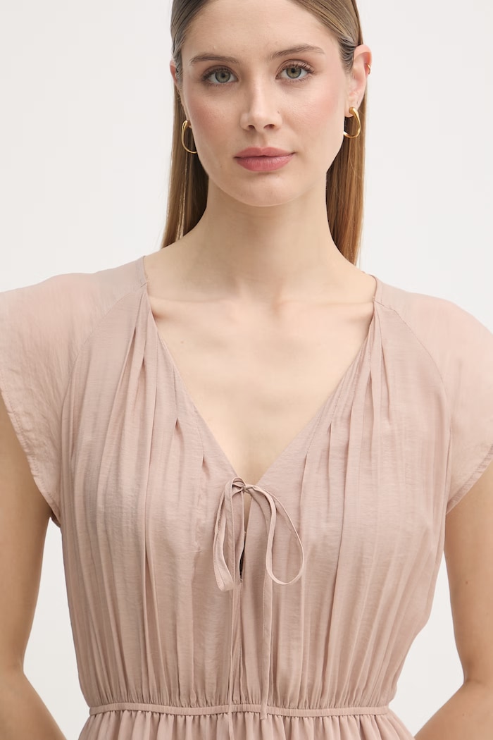Gaudi šaty babydoll z viskózy béžová 611FD15021