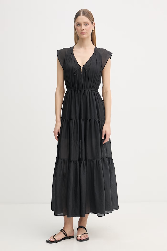 Gaudi šaty babydoll z viskózy čierna 611FD15021