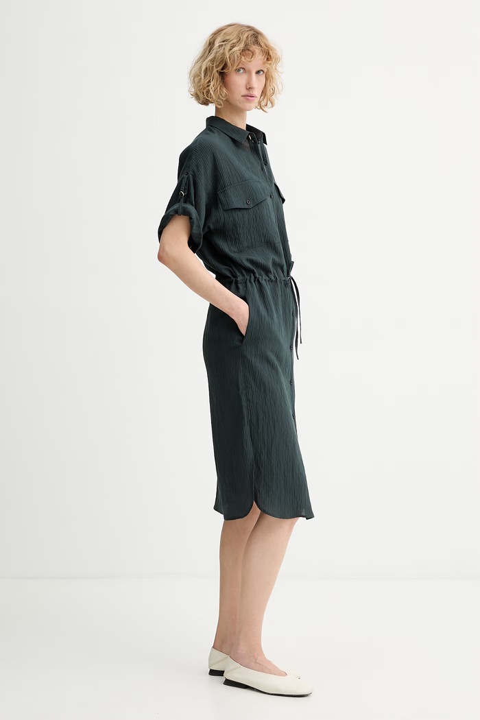 Sessun rochie tip cămașă cu vâscoză 26205043 verde SS26