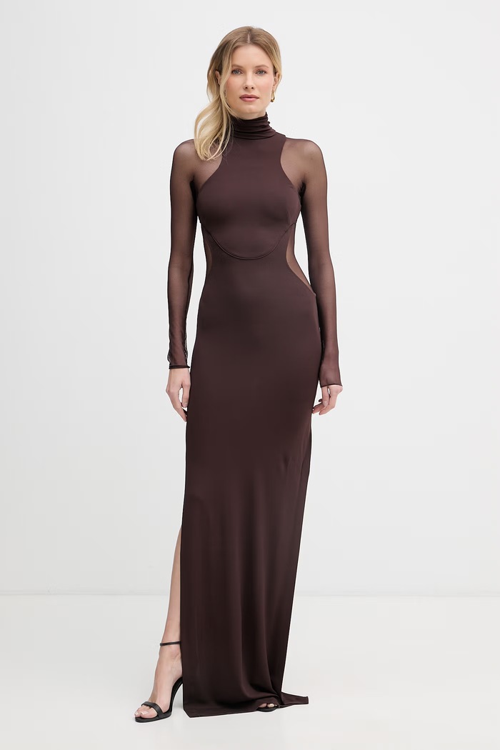 Elisabetta Franchi sukienka z wiskozą brązowy ABR2263E2